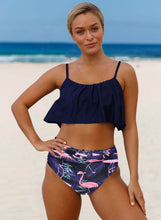 Load image into Gallery viewer, Thin Shoulder Straps Ruched High-waisted Bikini Swimsuit