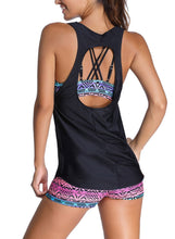 Load image into Gallery viewer, Sports Bra Tankini Swimsuit with Black Vest