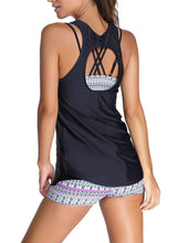Load image into Gallery viewer, Sports Bra Tankini Swimsuit with Black Vest