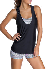 Load image into Gallery viewer, Sports Bra Tankini Swimsuit with Black Vest