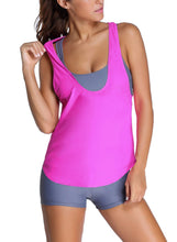 Load image into Gallery viewer, Sports Bra Tankini Swimsuit with Black Vest