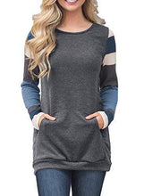 Load image into Gallery viewer, Color Block Long Sleeve Tunic Sweatshirt Tops with Kangaroo Pocket