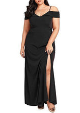 Load image into Gallery viewer, Women's Plus Size Off Shoulder V Neck Evening Party Maxi Dress