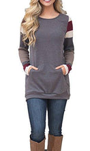 Load image into Gallery viewer, Color Block Long Sleeve Tunic Sweatshirt Tops with Kangaroo Pocket