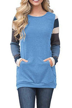 Load image into Gallery viewer, Color Block Long Sleeve Tunic Sweatshirt Tops with Kangaroo Pocket