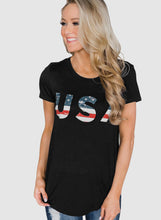 Load image into Gallery viewer, USA Flag Short Sleeve Tee Top