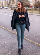 Load image into Gallery viewer, Patched Ruched Zip Bottom Skinny Jeans