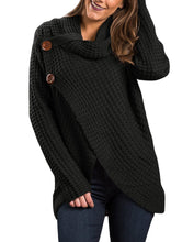 Load image into Gallery viewer, Buttoned Wrap Cowl Neck Sweater