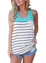 Load image into Gallery viewer, Striped Racerback Shirt Color Block Sleeveless Cami Tank Tops