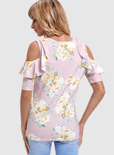 Load image into Gallery viewer, Floral Cold Shoulder Top with Ruffle Sleeve