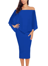 Load image into Gallery viewer, Off Shoulder Sleeve Detail Bodycon Midi Dress