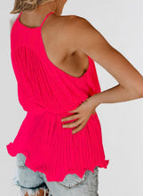 Load image into Gallery viewer, Spaghetti Strap Ruffled Belted Tank Top