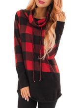 Load image into Gallery viewer, Plaid Cowl Neck Sweatshirt