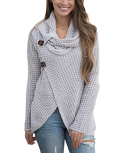 Load image into Gallery viewer, Buttoned Wrap Cowl Neck Sweater