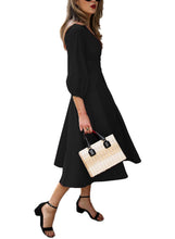 Load image into Gallery viewer, Button Front Balloon Sleeve Vintage Dress