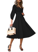 Load image into Gallery viewer, Button Front Balloon Sleeve Vintage Dress