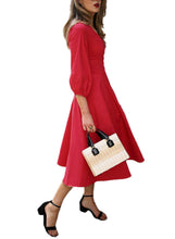 Load image into Gallery viewer, Button Front Balloon Sleeve Vintage Dress