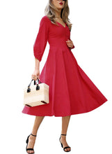 Load image into Gallery viewer, Button Front Balloon Sleeve Vintage Dress
