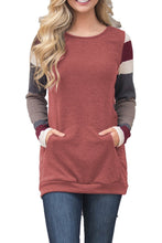 Load image into Gallery viewer, Color Block Long Sleeve Tunic Sweatshirt Tops with Kangaroo Pocket