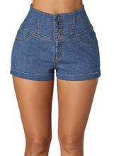 Load image into Gallery viewer, Buttoned High Waist Short Jeans