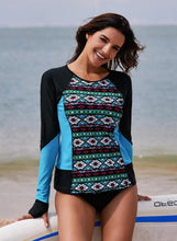 Load image into Gallery viewer, Color Block Rashguard Swim Top