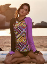 Load image into Gallery viewer, Color Block Long Sleeve Rashguard Swim Top