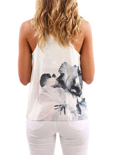 Load image into Gallery viewer, V Neck Floral Printed Spaghetti Strap Sleeveless Fron Zipper Cami Tank Tops