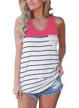 Load image into Gallery viewer, Striped Racerback Shirt Color Block Sleeveless Cami Tank Tops
