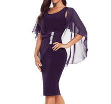 Load image into Gallery viewer, Waist Pleats Rhinestone Detail Midi Dress
