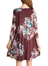 Load image into Gallery viewer, Floral Long Sleeve A-Line Tunic Dress