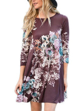 Load image into Gallery viewer, Floral Long Sleeve A-Line Tunic Dress