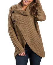 Load image into Gallery viewer, Buttoned Wrap Cowl Neck Sweater