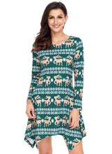 Load image into Gallery viewer, Cute Christmas Reindeer Print Swingy Mini Dress