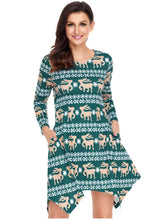 Load image into Gallery viewer, Cute Christmas Reindeer Print Swingy Mini Dress