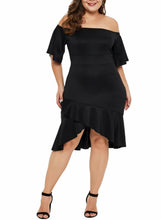 Load image into Gallery viewer, Off Shoulder Plus Size Dress with Ruffles