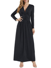 Load image into Gallery viewer, Vintage Inspired V-neck Long Sleeve Maxi Dress