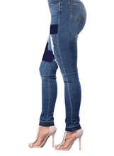 Load image into Gallery viewer, Blue Individual Patched Ripped Jeans