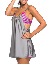 Load image into Gallery viewer, Flowing Swim Dress Layered 1pc Tankini Top
