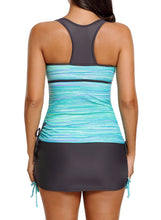 Load image into Gallery viewer, Filtered Stripe Mesh Racherback Tankini Swimsuit