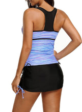 Load image into Gallery viewer, Filtered Stripe Mesh Racherback Tankini Swimsuit
