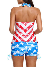 Load image into Gallery viewer, Patriot American Flag Pattern Halter Tankini Swimsuit