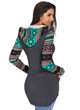 Load image into Gallery viewer, Christmas Suede Deer Patch Aztec Sleeve Pocket Hoodie