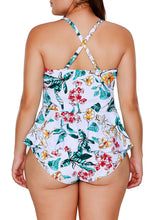 Load image into Gallery viewer, Tropical Floral Print Peplum One Piece Swimsuit