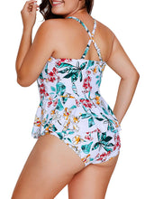 Load image into Gallery viewer, Tropical Floral Print Peplum One Piece Swimsuit