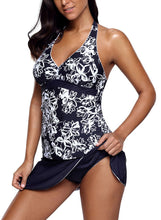 Load image into Gallery viewer, Spots V-neck Tankini Wrapped Skirt Swimsuit