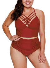 Load image into Gallery viewer, Strappy Neck Detail High Waist Swimsuit