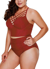Load image into Gallery viewer, Strappy Neck Detail High Waist Swimsuit