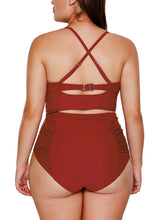 Load image into Gallery viewer, Strappy Neck Detail High Waist Swimsuit