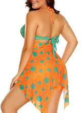 Load image into Gallery viewer, Orange Blue Cute Polka Dot Print 2pcs Tankini Swimsuit