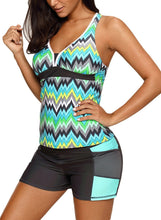 Load image into Gallery viewer, Tone Multicolor Two Pieces Tankini Set